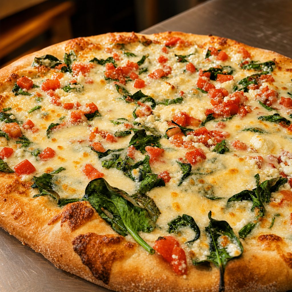 Roma Spinach Pizza.