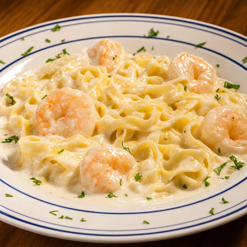 Shrimp Fettuccine Alfredo.