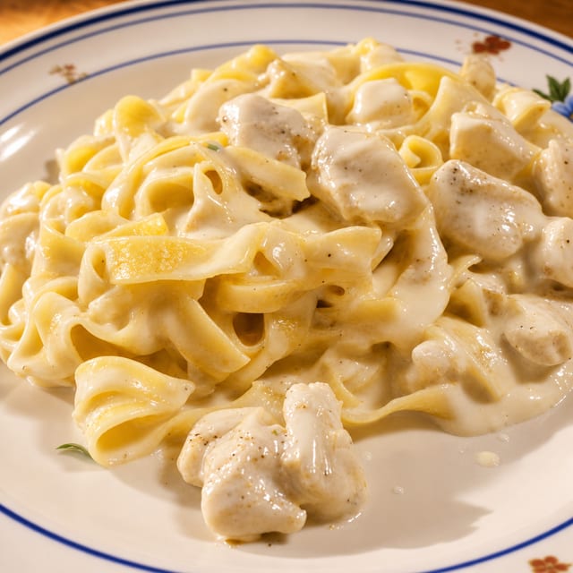 Kids Chicken Fettuccine Alfredo.