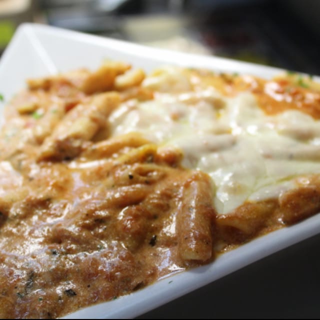 Baked Ziti Parmigiana.